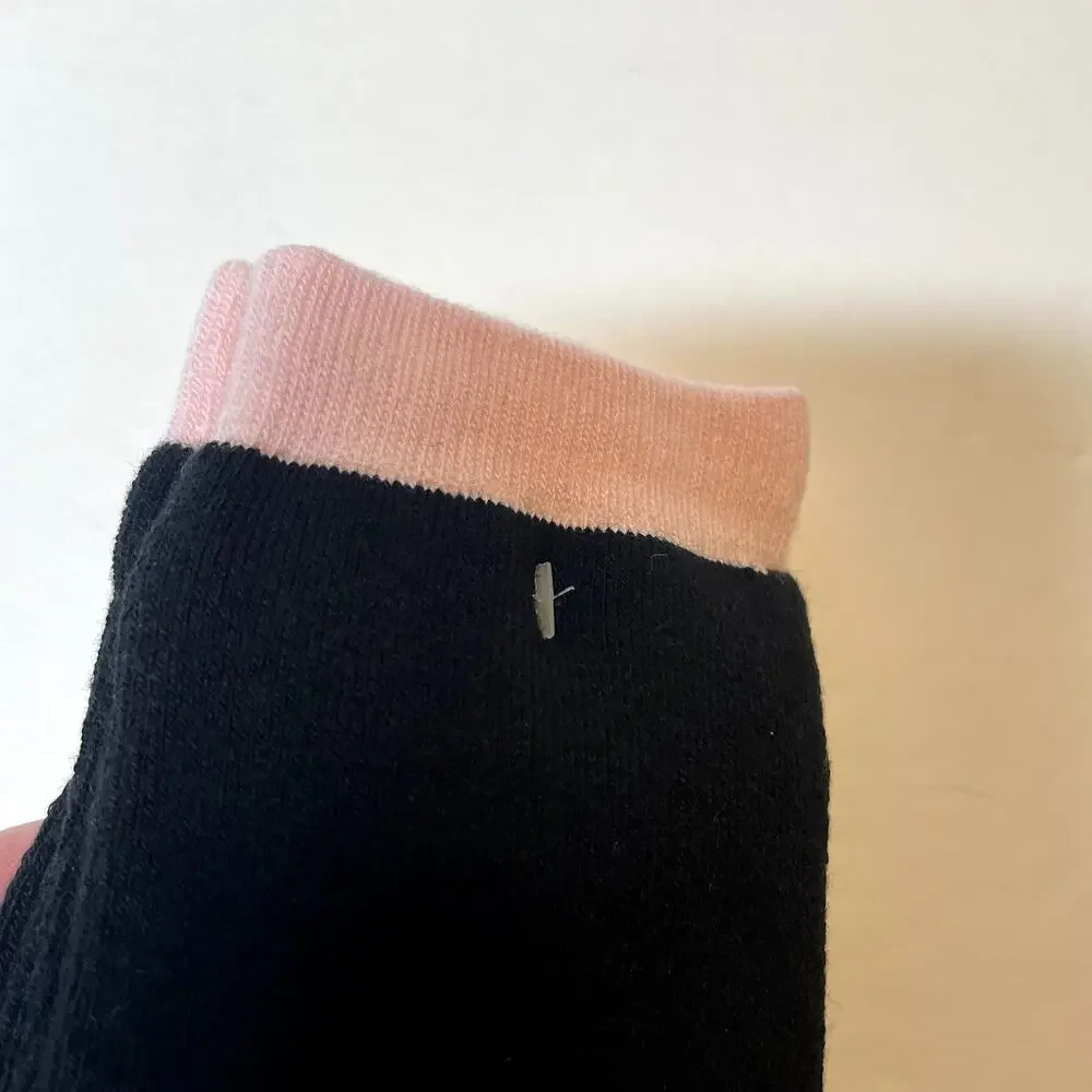 Victorias Secret Slipper Socks Black Pink Womens One Size Lined Classic Grippers